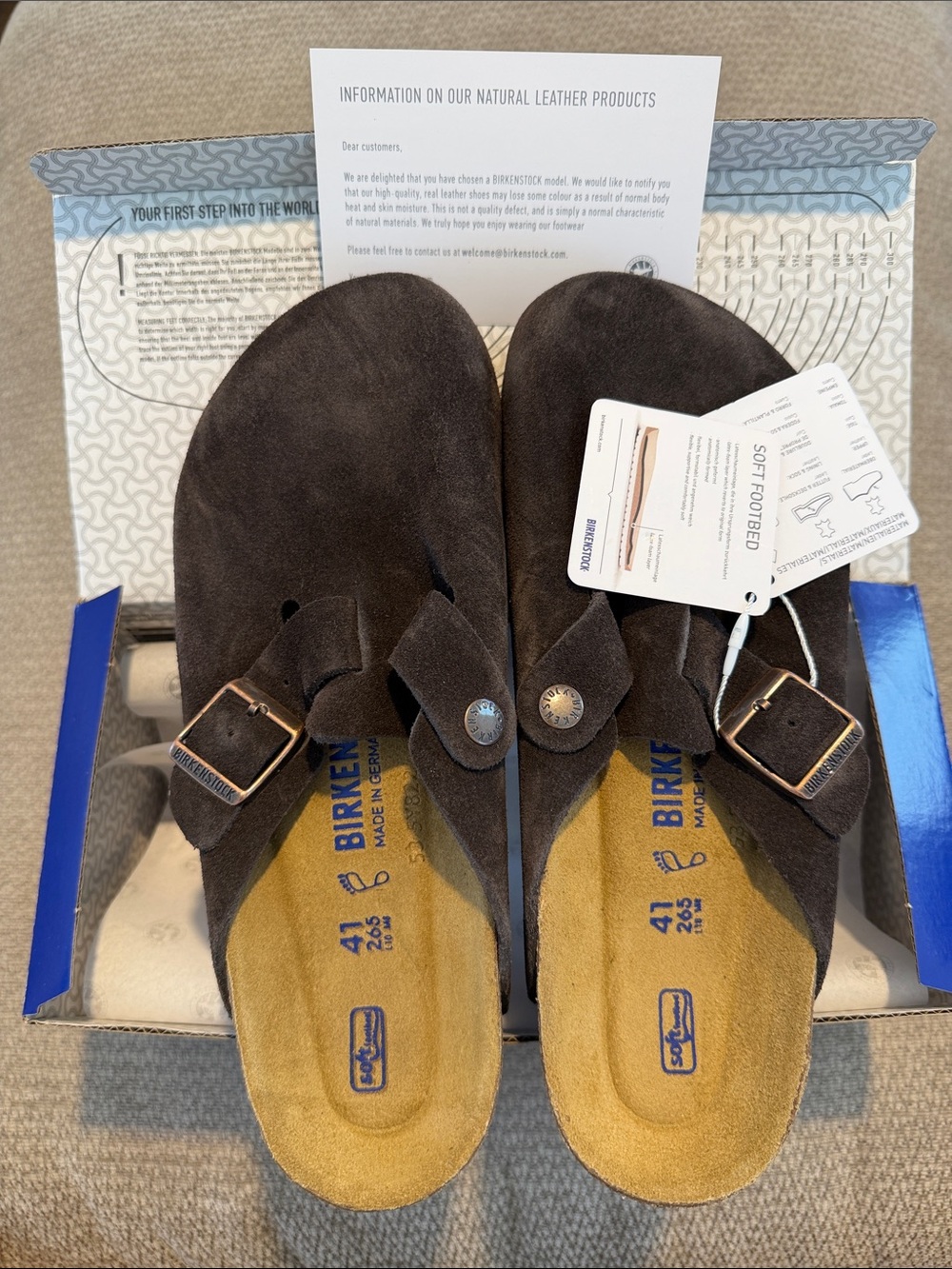 Birkenstock Boston Soft Footbed Suede Leather Mocha Clogs Regular-Wide EU 41